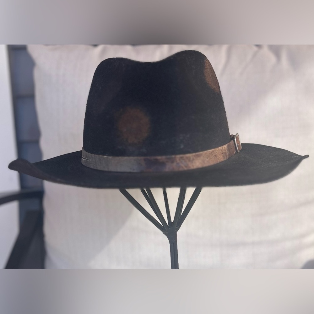 NWOT American Hat Makers Black & Brown Women's Distressed Western Hat, size M
